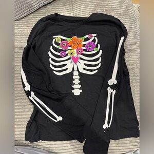 Floral Skeleton Long Sleeve Kids Tee